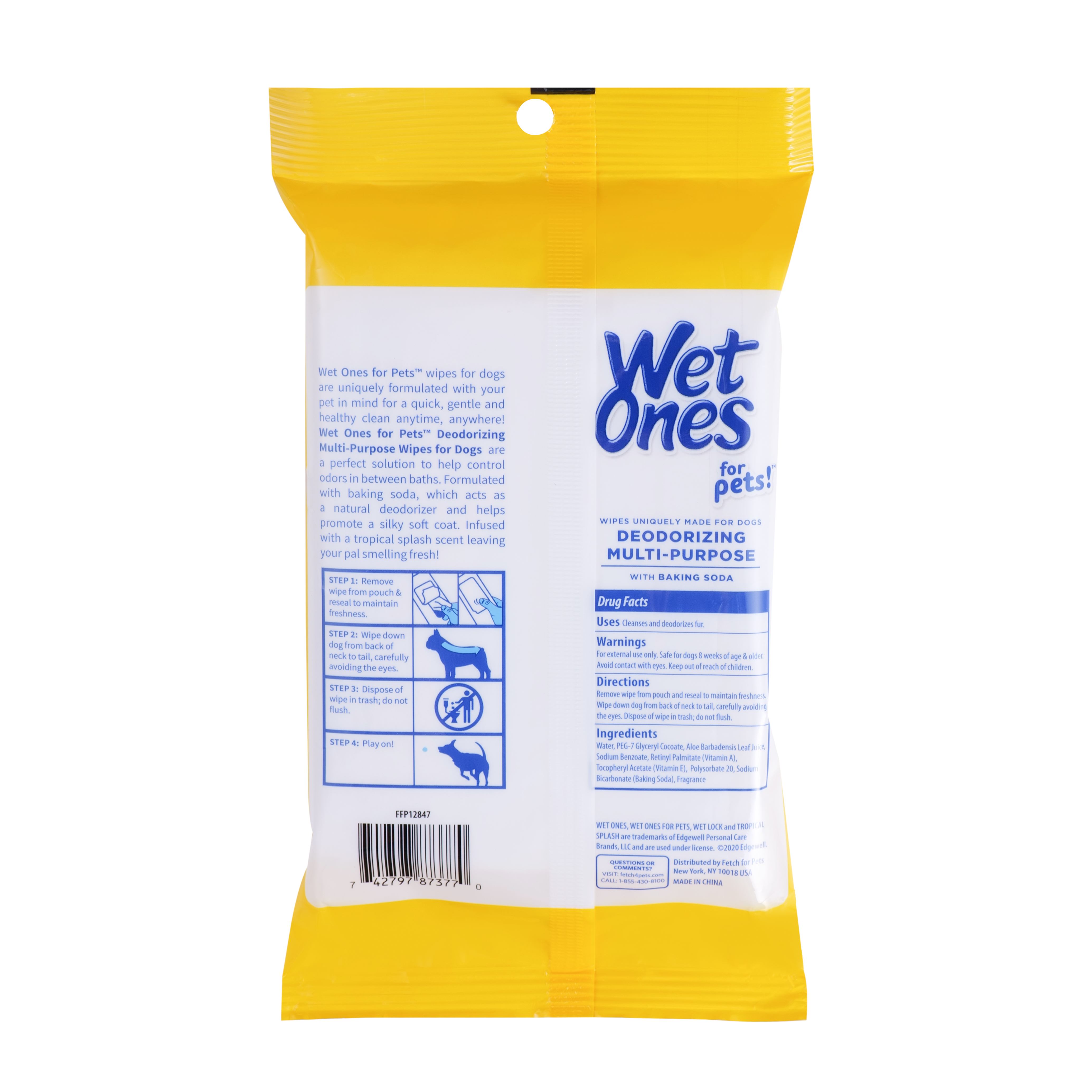 Wet Ones for Pets Deodorizing MultiPurpose Dog Wipes With Baking Soda